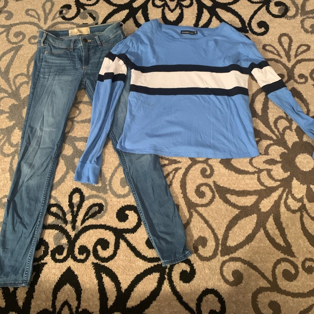Hollister jeans and Abercrombie long sleeve shirt